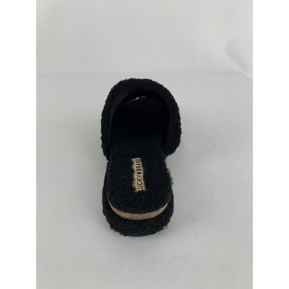 Lucky Brand Gadini Faux Fur Open Toe Fleece Slippers Womens 11M Black Shearling - Picture 5 of 9